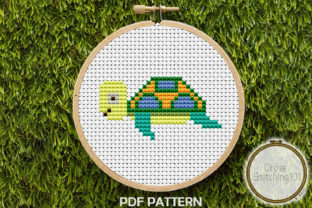 Baby Turtle Modern Cross Stitch for Boutique Apparel